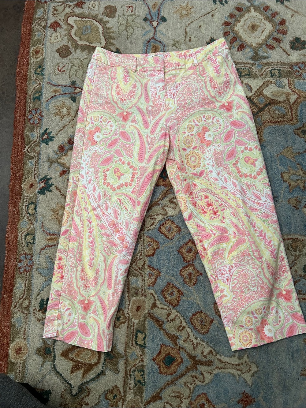 Talbots Pink & Cream Paisley Cropped Jeans